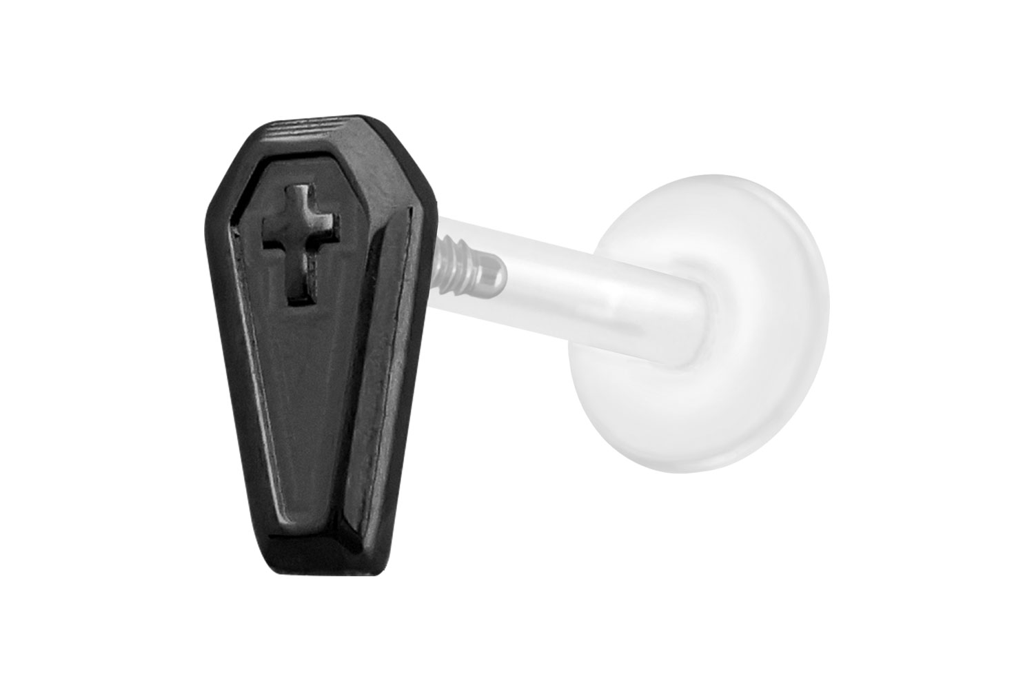PTFE Labret Piercing mit Innengewinde + Titan-Aufsatz SARG